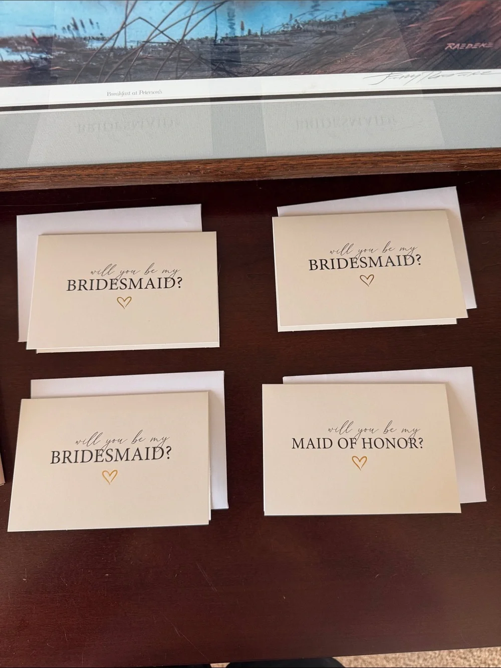 Bridesmaid and maid of honor proposal cards set of 4